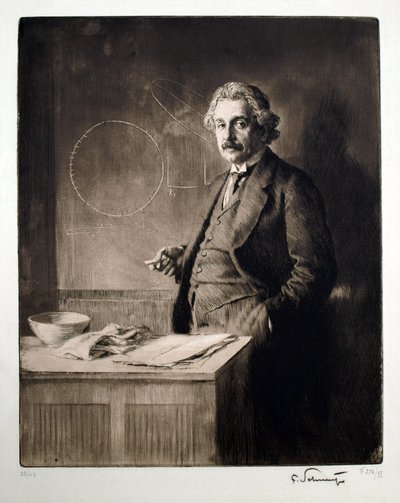 صورة ألبرت أينشتاين (1879-1955). عمل فرديناند شموتزر (1870-1928) ، نقش بواسطة فرديناند شموتزر