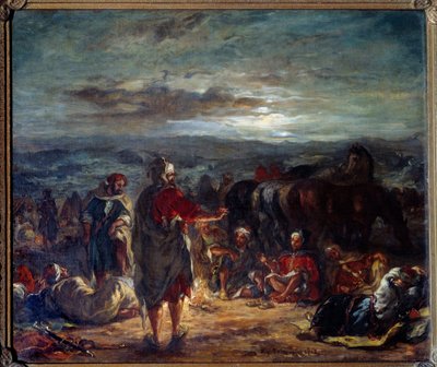 المخيم العربي في الليل. لوحة ليوجين ديلاكروا (1798-1863) بواسطة فرديناند فيكتور يوجين ديلاكروا