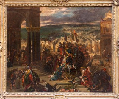 الاستيلاء على القسطنطينية بواسطة الكرواز ، رسم يوجين ديلاكروا (1798-1863) ، يظهر الحدث التاريخي في 12 أبريل 1204 ، خلال الحملة الصليبية الرابعة ، نسخة مصغرة ومتغيرة من لوحة صالون عام 1841 ، بتكليف من لويس فيليب لـ بواسطة فرديناند فيكتور يوجين ديلاكروا
