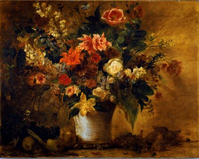 Flowers and fruits Bouquet of flowers in a vase of gres. Painting by Eugene Delacroix (1798-1863) 1843 approx. Sun. 74x93 cm Vienna Kunsthistorisches Museum, Neue Gallery بواسطة فرديناند فيكتور يوجين ديلاكروا