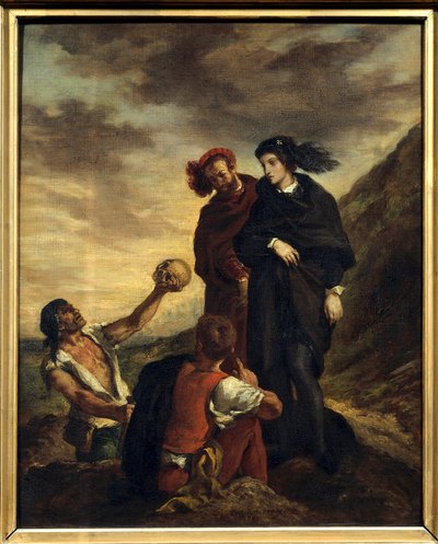 هاملت وهوراشيو في المقبرة رسم توضيحي للفصل الخامس لقطعة ويليام شكسبير "هاملت" (1564-1616). لوحة (فانيت) بواسطة يوجين ديلاكروا (1798-1863) 1839 Dim. 0،81 x 0،65 م باريس. متحف اللوفر بواسطة فرديناند فيكتور يوجين ديلاكروا