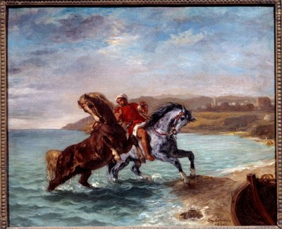 الخيول تخرج من البحر. لوحة ليوجين ديلاكروا (1798-1863) بواسطة فرديناند فيكتور يوجين ديلاكروا