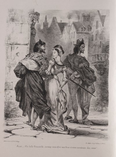 توضيحات لـ Faust: يسعى Faust إلى إغراء Marguerite ، 1828. بواسطة فرديناند فيكتور يوجين ديلاكروا