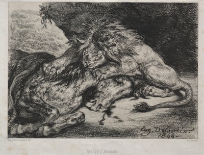 أسد يلتهم حصانًا ، 1844. بواسطة فرديناند فيكتور يوجين ديلاكروا