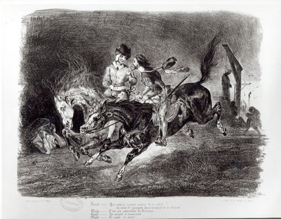 Mephistopheles و Faust ركوب الخيل في الليل ، رسم توضيحي لـ Faust بواسطة Goethe ، 1828 بواسطة فرديناند فيكتور يوجين ديلاكروا