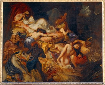 مورت دي ساردانابالي - موت ساردانابالوس. 1826-1827. رسم تخطيطي لـ 40-11-02/62 ... بواسطة فرديناند فيكتور يوجين ديلاكروا