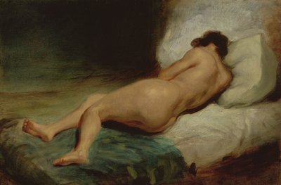امرأة عارية ملقاة على السرير بواسطة Ferdinand Victor Eugene Delacroix