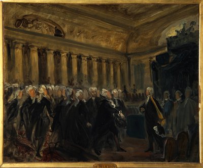 الثورة الفرنسية ، الجمعية التأسيسية لعام 1789: فخامة غابرييل (هونوري-غابرييل) ريكويتي ، كونت دي ميرابو (1749-1791) قبل السيد دي هنري إيفرار (هنري إيفرار) ، ماركيز دي درو بريزي (درو-بريز) (1762-1829) (أثناء مجلس النواب ، بواسطة فرديناند فيكتور يوجين ديلاكروا