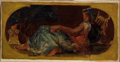 رسم تخطيطي لصالون السلام في قاعة مدينة باريس: مينيرف، ما بين عامي 1849 و1852 (زيت على قماش) بواسطة فرديناند فيكتور يوجين ديلاكروا