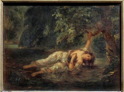 وفاة رسم أوفيلي لفيلم "هاملت" لوليام شكسبير. اللوحة بواسطة يوجين ديلاكروا (1798-1863) صن. 0،23 × 0.3 م بواسطة فرديناند فيكتور يوجين ديلاكروا