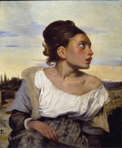 Young orphan at the cemetery - oil on canvas بواسطة فرديناند فيكتور يوجين ديلاكروا