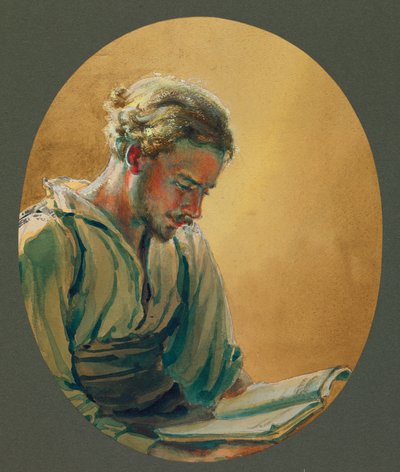 شاب يقرأ في جوسترو بواسطة فرناند باربييه