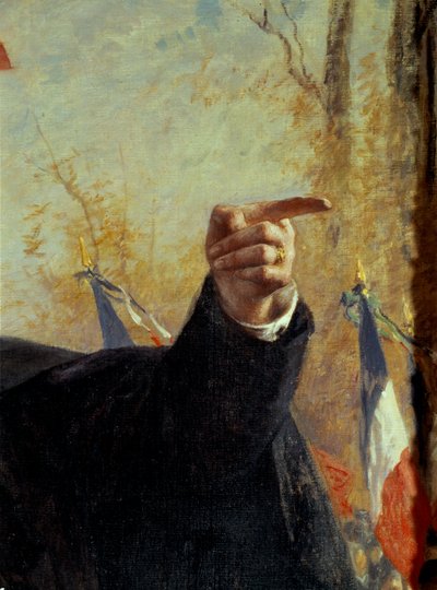 يسلم. تفاصيل صورة بول ديروليد (1846-1914) ، المناضل القومي الفرنسي ، مشيرًا بإصبعه). لوحة لفرناند كورمون (1845-1924) بواسطة فرناند كورمون