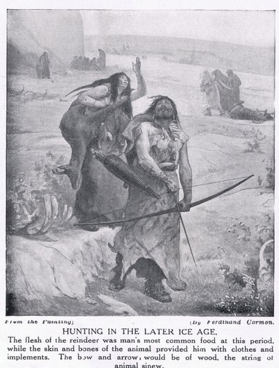 الصيد في العصر الجليدي اللاحق ، توضيح من "تاريخ الأمم لهتشينسون" ، ج .1910 بواسطة فرناند كورمون