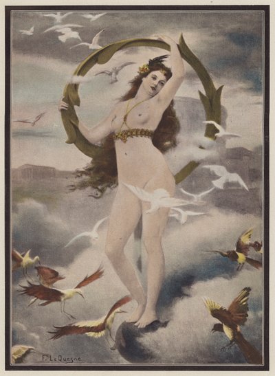 امرأة محاطة بالطيور (لون ليثو) بواسطة فرناند لو كوينز