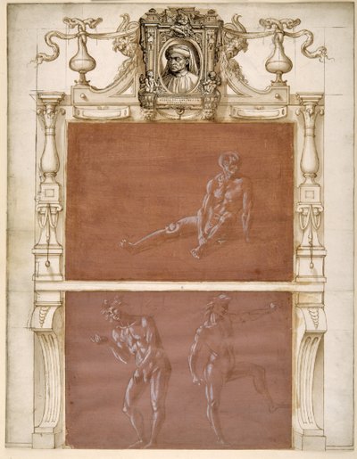 A nude seated man and two male nudes (metalpoint heightened with white body colour on mauve prepared paper) بواسطة فلبيني ليبي
