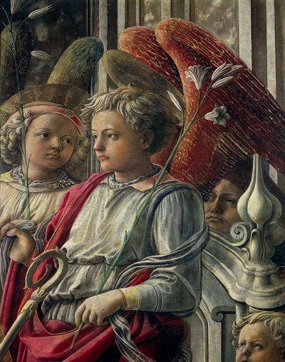 مادونا والطفل مع الملائكة والقديسين ، وتسمى أيضًا سيدة الروح القدس أو Barbadori Altarpiece بواسطة Filippo Lippi (حوالي 1406-1469) ، تمبرا على الخشب ، 208 × 244 سم بواسطة فلبيني ليبي