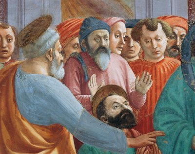 Saints and crowd, detail from The Raising of the Son of Theophilus, by Tommaso Masaccio, fresco بواسطة فلبيني ليبي
