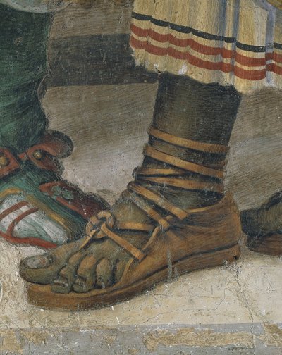 St Philip Driving Dragon from Temple of Hieropolis, detail of footwear, fresco بواسطة فلبيني ليبي