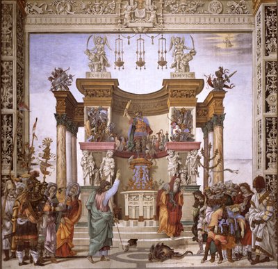 القديس فيليب يطرد الشيطان من معبد المريخ ، الجدار الجنوبي لمصلى Strozzi ، c.1497-1502 (انظر 208286) بواسطة فلبيني ليبي