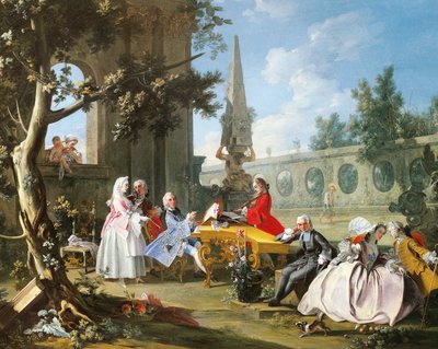 حفلة موسيقية في الحديقة لفيليبو فالشياتور (نشط 1737-1768) ، زيت على قماش ، 75.8 × 102 سم ، التفاصيل ، إيطاليا ، حوالي عام 1750 بواسطة فيليبو فالكياتور