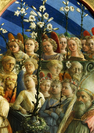 Incoronazione Maringhi أو تتويج العذراء بواسطة Filippo Lippi (حوالي 1406-1469) ، تمبرا على خشب ، 200x287 سم ، التفاصيل بواسطة فيليبو ليبي