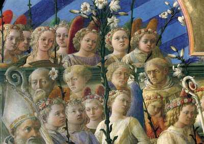 Incoronazione Maringhi أو تتويج العذراء بواسطة Filippo Lippi (حوالي 1406-1469) ، تمبرا على خشب ، 200 × 287 سم ، التفاصيل بواسطة فيليبو ليبي
