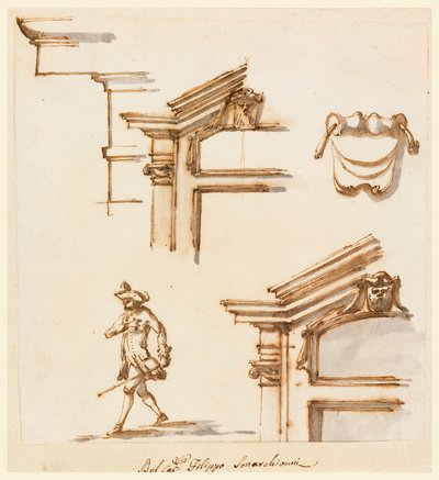 الرسم والتفاصيل المعمارية ودراسة الأشكال، 1760-1775 بواسطة فيليبو ماركيوني