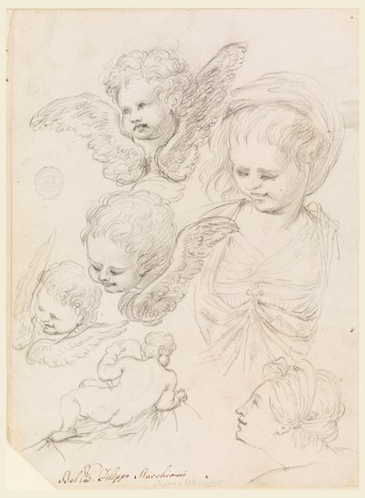 رسم، دراسات لتمثيل ديني، 1725-40 بواسطة فيليبو ماركيوني