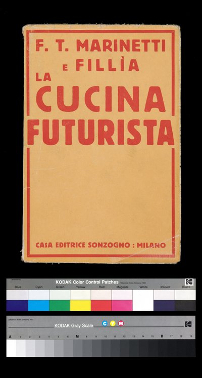 Futurism: غلاف "La cucina futurista" (المطبخ المستقبلي) (1931) بقلم فيليبو توماسو مارينيتي (1876-1944) (غلاف الكتاب) بواسطة فيليبو توماسو إميليو مارينيتي