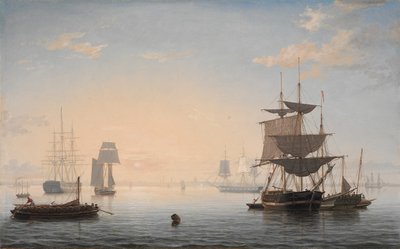 ميناء بوسطن ، مع المدينة في المسافة ، c.1846-47 بواسطة فيتز هنري لين