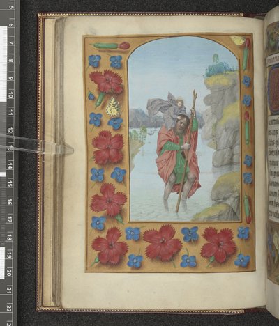أضف MS 54782 f.48v Saint Christopher ، رسم توضيحي من "Hastings Hours، Adoration of Kings and Largesse"، c.1475-83 (ورق) بواسطة المدرسة الفلمنكية