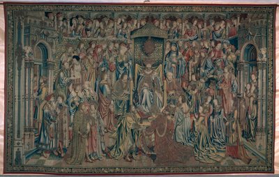 رحب بثشبع في المحكمة ، نسيج داود وبثشبع ، 1510-1515 بواسطة المدرسة الفلمنكية