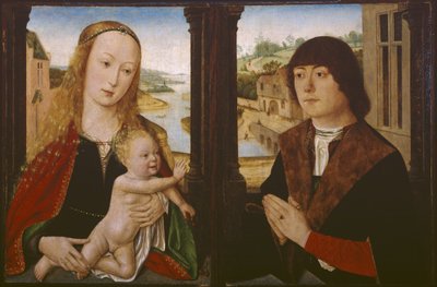Diptych - العذراء والطفل والمتبرع ، c.1490-1500 بواسطة المدرسة الفلمنكية