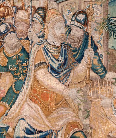 نسيج فلمنكي. يُعرض على الإسكندر تاج. استوديو Oudenaarde. 384x316 سم. رقم الفاتورة (83024) -5 / 00009. القرن السابع عشر. بواسطة المدرسة الفلمنكية