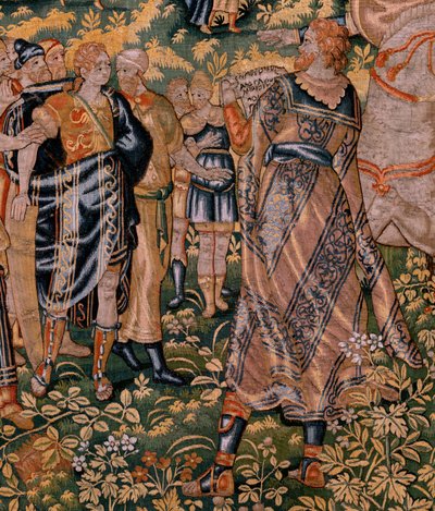 نسيج فلمنكي. مسلسل قصة سايروس. لا يوجد II Astyages يتعرف على Cyrus (Ciro Recocido por Astiages). مجهول ، استنادًا إلى ميشيل كوكسي. أتيليه أنتويرب. الحرير والصوف. كاليفورنيا 1590. بواسطة المدرسة الفلمنكية