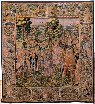 نسيج فلمنكي. مسلسل قصة سايروس. لا يوجد II Astyages يتعرف على Cyrus (Ciro Recocido por Astiages). مجهول ، استنادًا إلى ميشيل كوكسي. أتيليه أنتويرب. الحرير والصوف. كاليفورنيا 1590. بواسطة المدرسة الفلمنكية