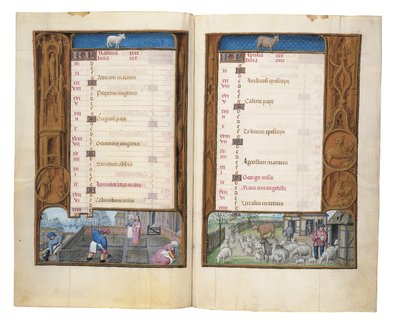 أوراق من كتاب ساعات روتشيلد ، جنت أو بروج ، c.1505 بواسطة المدرسة الفلمنكية