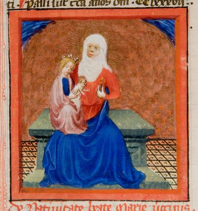 MS GEN 1111، f.169 ميلاد مريم العذراء المباركه ، رسم توضيحي من Legenda Aurea بواسطة Jacobus de Voragine ، c.1405-10 بواسطة المدرسة الفلمنكية