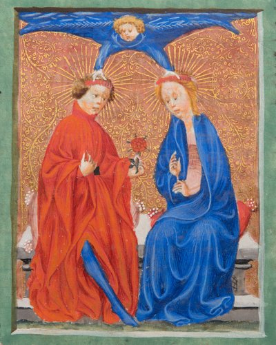 MS Gen1111 f.210 Saint Cecilia and Saint Valerian، from The Golden Legend by James deVoragine، c.1405-10 بواسطة المدرسة الفلمنكية