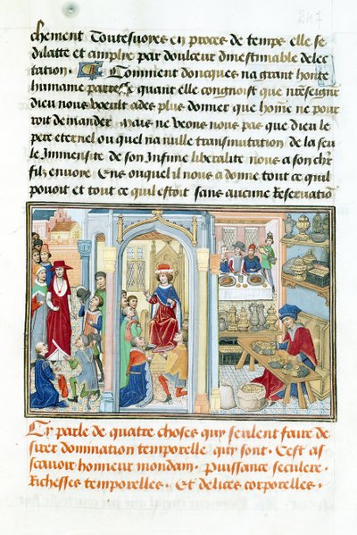 Ms 240 fol. 247 Wordly Things، from Le Miroir dHumilite by Jean de Gerson (1363-1429) 1462 بواسطة المدرسة الفلمنكية