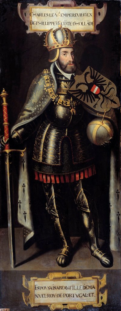 بورتريه تشارلز الخامس (1500-1558) ملك إسبانيا ، إمبراطور الإمبراطورية الرومانية المقدسة. رسم المدرسة الفلمنكية بواسطة المدرسة الفلمنكية