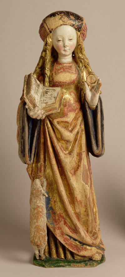 سانت أغنيس ، مدرسة ميكلين ، c.1500 (متعدد الألوان والبلوط المذهب) بواسطة المدرسة الفلمنكية