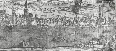 منظر لمرفأ أنتويرب ، تفاصيل القسم الأيمن ، 1515-50 بواسطة المدرسة الفلمنكية