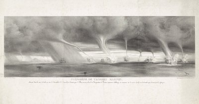 ووترهوزين أوب زي بيج صقلية ، 1827 ظاهرة Waterspouts ، التي لوحظت في بحر صقلية ، على مرأى من سترومبولي ، 27 يونيو 1827 (العنوان على الجسم) بواسطة فيليكس أشيل بوبل القديس أولير