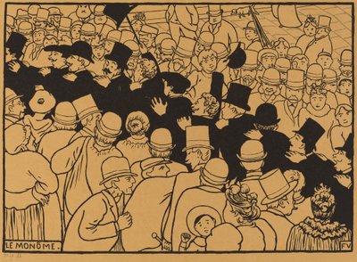 Le Monôme Parading عبر الشوارع في ملف واحد ، 1893. بواسطة فيليكس فالوتون