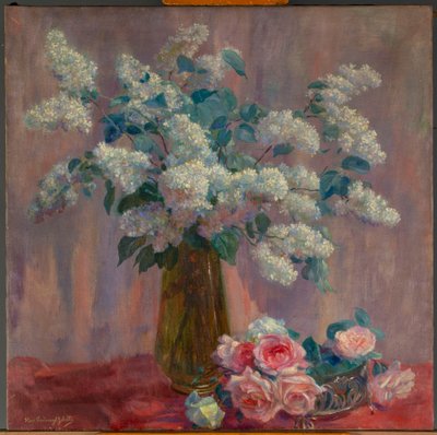 الليلك والورود (زيت على قماش) بواسطة 
