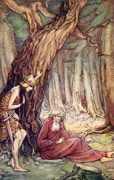 Boadicea و Druid ، من القصيدة Boadicea بقلم ويليام كوبر ، من القراءة من الرومانسية التاريخية ، نشر عام 1914 بواسطة فلورنس أندرسون