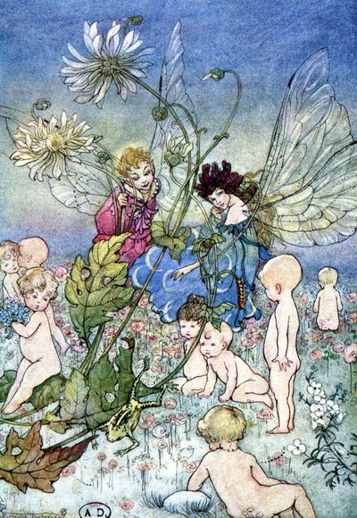 امرأة اليعسوب (الجنية) والقزم محاطان بالأطفال - في "My Fairyland" للمخرج Fiona Malcom ، مرض. فلورنس أندرسون بواسطة فلورنس أندرسون