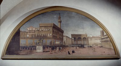Lunette مع إطلالة على Piazza della Signoria ، فلورنسا بواسطة مدرسة فلورنسا